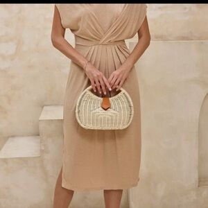 Ivory Rattan Eclipse Handbag